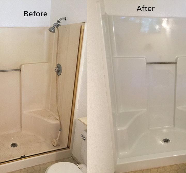 Syracuse bathroom shower before and after refinishing example