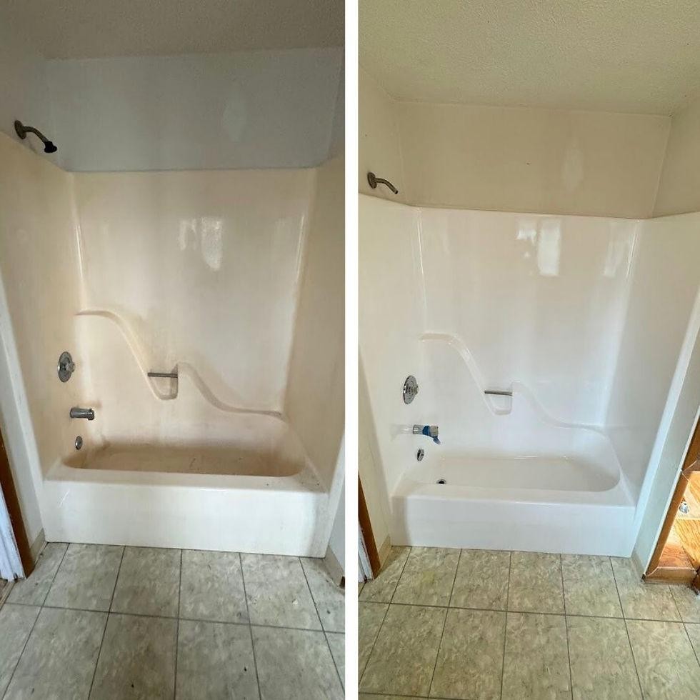 Bathtub and shower surround refinishing before and after Syracuse NY