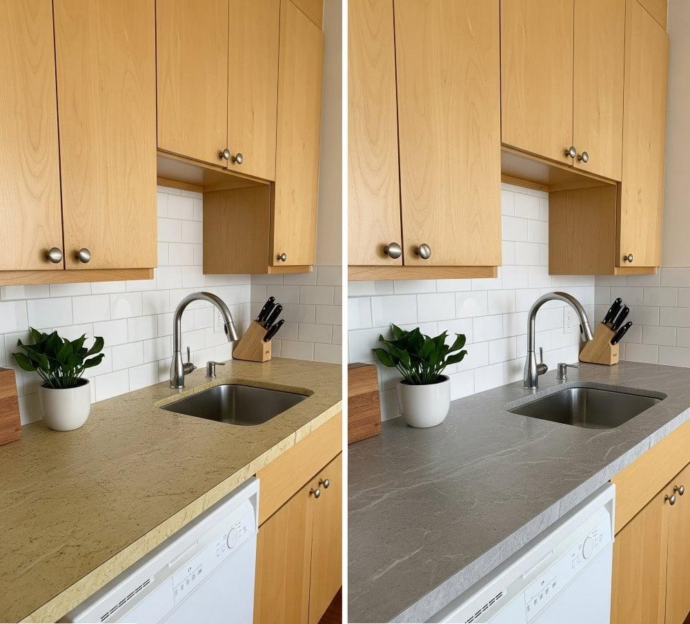 Countertop refinishing before and after Central New York