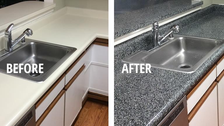 Kitchen countertop refinishing before and after